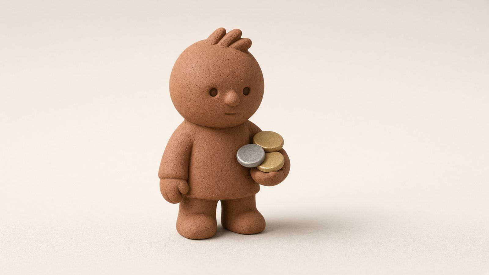 Clay figure with coins